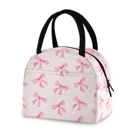 Blueangle Pink Bow Lunch Bag, Insulated Lunch Box, Small Leakproof Cooler Food Lunch Containers Reusable Lunch Tote Bags for Work, Travel, Outdoor