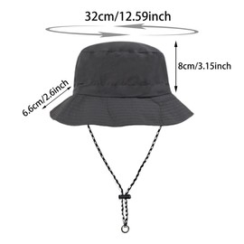 Meleager Foldable Sun Hat, Fishing Hat, Fishing Hat, Waterproof Rain Hat, Fishing Hat with Drawstring (54 cm - 60 cm), Bucket Hat, Portable Sun Protection Head for Men and Women, Grey-1PC