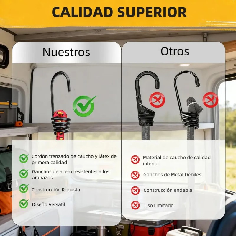 VABESSA - 18 pz Tensores Goma Elastica Ganchos Sujecion Carga