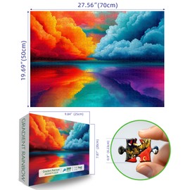 Gradient Color 1000 Piece Puzzle for Adults Unique Colorful Clouds Puzzles for Adults 1000 Pieces Landscape Art Jigsaw Puzzles 1000 Pieces Family Challenging Puzzle (27.5"x19.6")