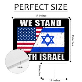 Large We Stand With Israel Flag Yard Sign Double Sided With Stake - Large, 17 Inch By 13 Inch Israel Flag (Black)