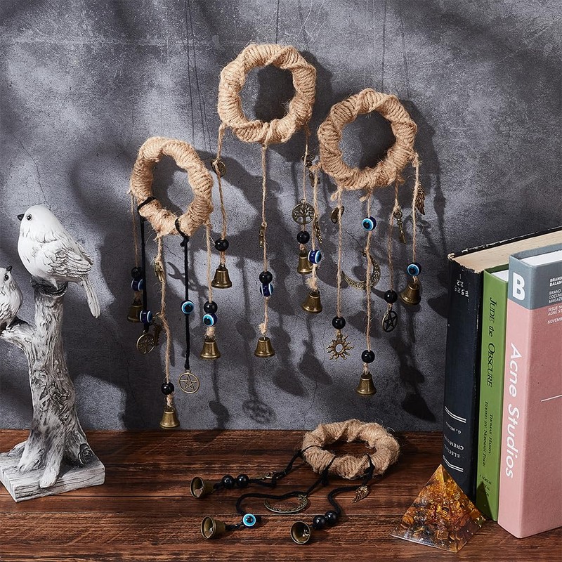 FREEBLOSS Set of 4 Witch Wind Chimes Witchbells with 12