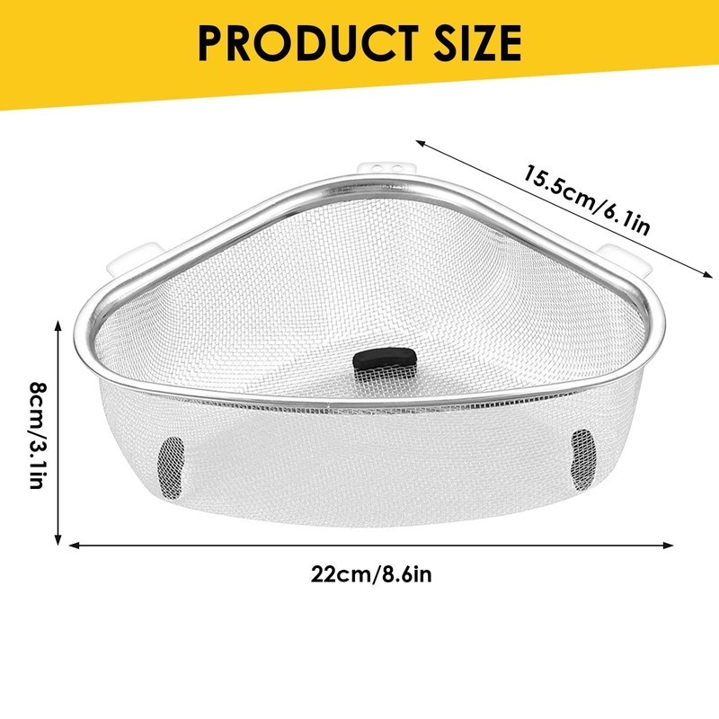 Triangle Corner Strainer Triangular Sink Drain Basket for Kitchen Multi-Functional