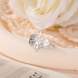 kkjoy Witches Knot Ring Stainless Steel Magic Knot Pagan Wiccan Symbol Ring Celtic Triangle Knot Witchcraft Amulet for Women Charming Ladies