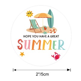 G2PLUS Summer Gift Stickers, 60 PCS Have A Great Summer Stickers, 2 Inch Round Beach Label Sticker for Envelope Seals, Gift Cards, Bags, Small Business, Hawaii Tropical Luau Party Favors