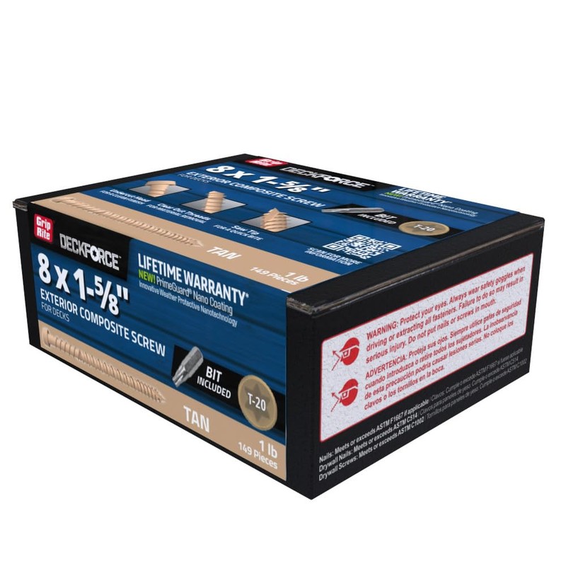 Grip-Rite GRDFCS158GCD1 DeckForce #8 x 1-5/8" Nano Coated Composite Deck