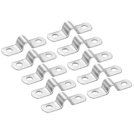 PATIKIL 1.5"/8mm Rigid Pipe Strap Clamps Set of 10 304 Stainless Steel 2 Hole U-Shaped Tube Clip Pipe Fixing Holder