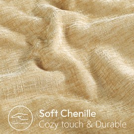 Stellhome Pack of 2 Soft Textured Throw Decorative Pillow Covers Square Accent Solid Chenille Cushion Cover Cozy Farmhouse Pillow Case for Couch Sofa Bedroom Living Room 18x18 Inch, Yellow