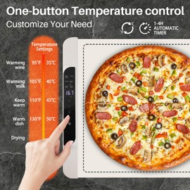 Food Warming Mat - Electric Warming Tray for Buffets Party and Home Daily Use,10H Timer, Child Lock, Auto Shut-Off Portable Silicone Heat Pad for Travel & Dining, Beige