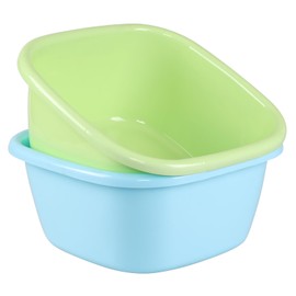 Utiao 2-Pack 16 Quart Plastic Wash Basin Tub, Square Dishpan Basin, Blue, Green