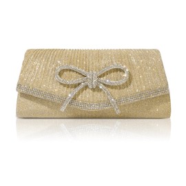 FUKEFUKEUS Women Evening Handbags Sparkly Bow Clutch Purse Wedding Glitter Rhinestone Party Prom Purse Dressy Clutch Bags