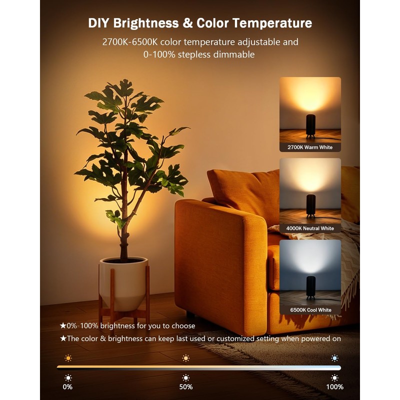 GeyouLux RGBCW Smart Uplighting Indoor, APP Control Alexa, Google Home