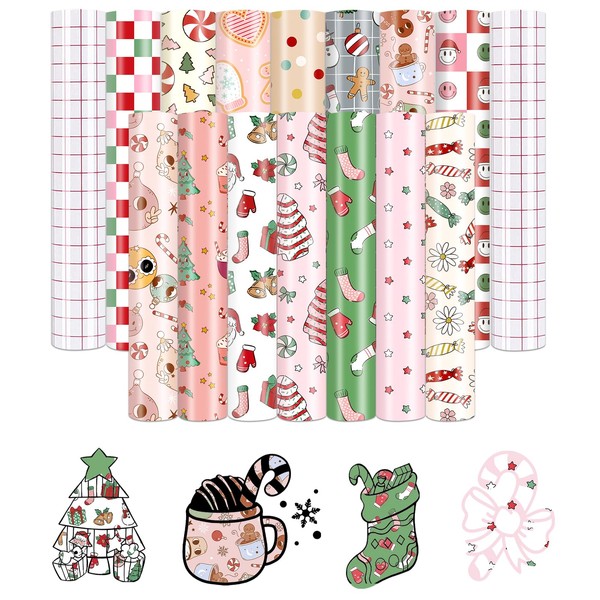 Tintnut Christmas Permanent Adhesive Vinyl - 14 Sheets 12"x10" Pink