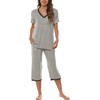 JINSHI Women's Short Sleeve Pajama Set Moisture Wicking Sleepwear for