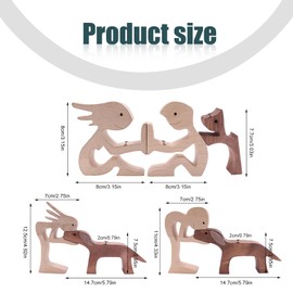 cersaty 3 Pairs Wooden Figures Sculpture Ornaments, Creativity Wooden Figures Dog for Home, Office, Living Room, Dog Lovers, Handmade Wooden Statue Puppies
