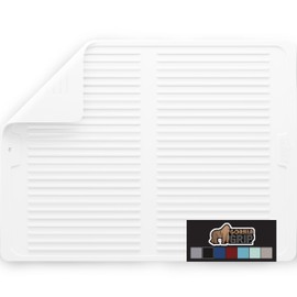 Gorilla Grip Tapete de secado de platos de gran tamaño, 18 x 16 pulgadas, silicona de grado alimenticio, mejor aireación, sin condensación, tapetes de cocina antideslizantes de secado rápido, bordes elevados que ayudan a prevenir el agua en la encimera, 