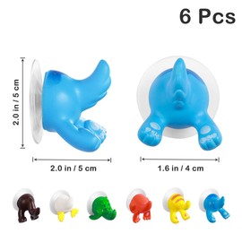 OUNONA Suction Cup Hooks, Cute, Bath, Strong, 6 Pieces, Wall Hanging Hooks, No Damage, Plastic, Easy to Install in Kitchen, Reusable, For Entryways, Bathrooms, Offices