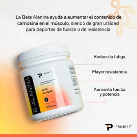Beta Alanina pura natural 300 Gr en polvo de alta calidad B-ALANINA Primetech, Pre Entreno sin sabor para mejor rendimiento y resistencia en ejercicios de alta intensidad