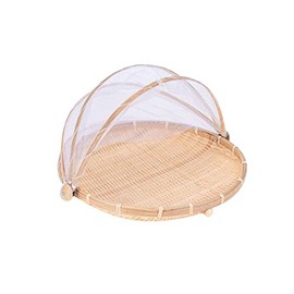 Xshelley round bamboo tent basket with lid, vegetables/fruits, bread, storage basket (30cm in diameter)