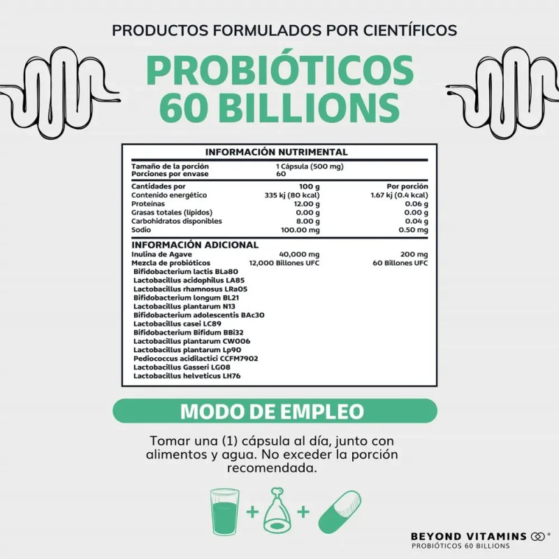 Probioticos 60 Billion Ufc + Prebióticos (prebiotic)| 13 Cepas |