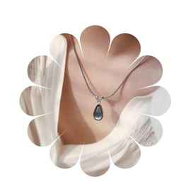 Aneneiceera Boho Teardrop Blue Crystal Choker Necklace Silver Blue Crystal Pendant Necklace Blue Rhinestone Necklace Oval Gemstone Necklace Chain Jewellery for Women and Girls, Zinc