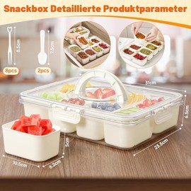 MCSWSEE Recipiente con Compartimentos, 8 Compartimentos Contenedor de Plastico con Tapa y Asa para Comida, Contenedor de Caja para Aperitivos,...     