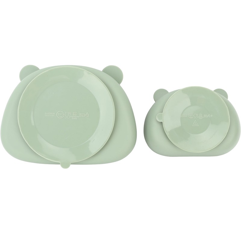 4pcs Children Plate Utensils Set Silicone Suction Bowls Set Toddler