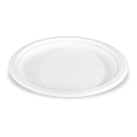 VEPATIM 50 Round Sugar Cane Plates Diameter 23 cm White Compostable