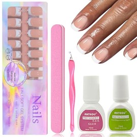 Virellay 150 pcs french Nails Zum Aufkleben für Frauen Nail Art DIY (Nackt Square French Kurze, 150 pcs)