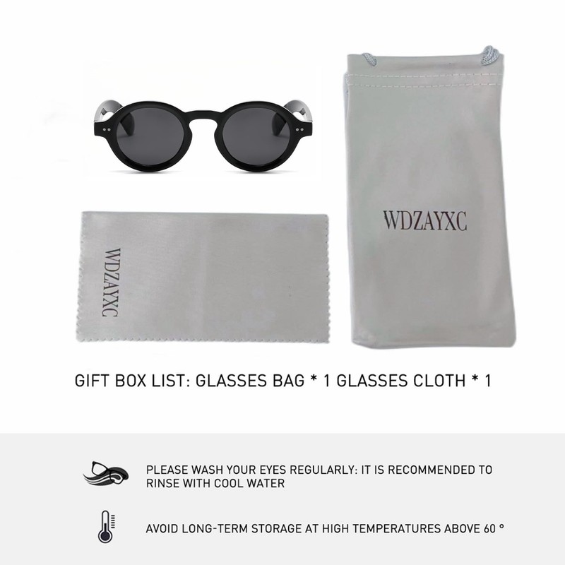 WDZAYXC Round Polarized Sunglasses with Thick Frame for Men and