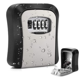 Visibee Aluminum Combination Lockbox Wall Mounted Key Safe for Indoor and Outdoor Use, Waterproof - (Black/Grey)