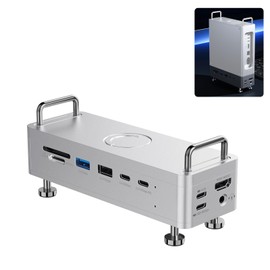 Ulanzi QT03 USB-C Hub & Stand for Mac mini M4/M4 Pro, 10-in-1 Docking Station, USB4, 40Gbps, High Speed Transfer, M.2 NVMe, 8TB SD/TF4.0, HDMI, 4K60HZ, Built-in SSD Enclosure, PD Port, USB A/C, SD/TF