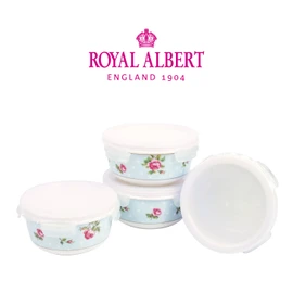 Royal Albert Polka Blue Round Airtight Container 2 medium + 2 small / 로얄알버트 폴카블루 원형밀폐용기 중2+소2