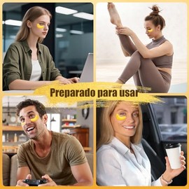 40 pares de Mascarilla de Ojos con Colágeno en Polvo de Oro de 24K, Parches antienvejecimiento para ojos que contienen ácido hialurónico, Mascarillas 