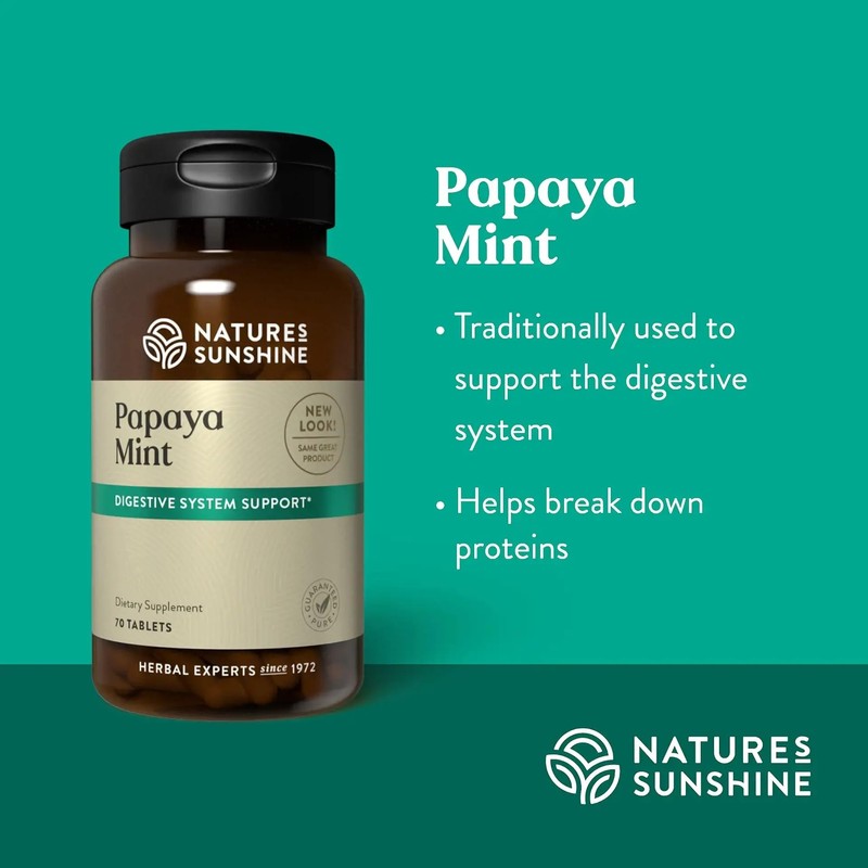 Nature's Sunshine Papaya Mint, 70 Chewable Tablets | Natural Mints