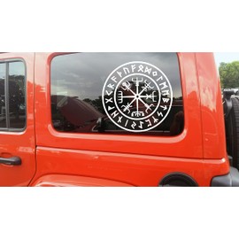Minglewood Trading Viking Compass V9 in Runic Circle Vinyl Decal - Nordic Runes Waypost Sign - Die Cut Sticker