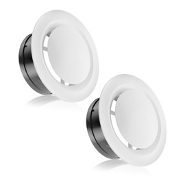 HG Power 5 Inch Soffit Vent, Adjustable Air Vent Cover, ABS Round Ceiling Vent Covers for Living Room, Attic, Bathroom, Kitchen, Ventilation Use, White - Opening Size 4.56", 2 Pack