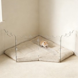 TSAYAWA Clear Acrylic Pet Gate - 4 Panel，79” Width White, Indoor/Outdoor Use Foldable FreeStanding Puppy Gates for Dogs & Guinea Pigs, Doorway Stairs Barrier with Transparent Panels