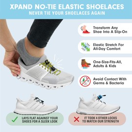 Xpand Elastic No Tie Round Shoelaces - Quick Release Tension Control - One Size Fits All Adult and Kids Shoes (Yellow)