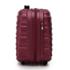 WITTCHEN Cosmetic Case Travel Suitcase Carry-On Cabin Luggage Hardshell Made of ABS Combination Lock Groove Line Burgundy