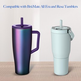 CERCGVEL 2 Pack Magnetic Straw Caps Compatible with BrüMate All Era and Resa Tumblers, Silicone Straw Caps Toppers Compatible with Brumate Accessories, Covers Protectors BPA Free (Light Blue)