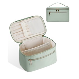 Wandering Nature Makeup Bag, Travel Make Up Bag with Divider, Makeup Case Organizer for Women in Fabric, Sage Green