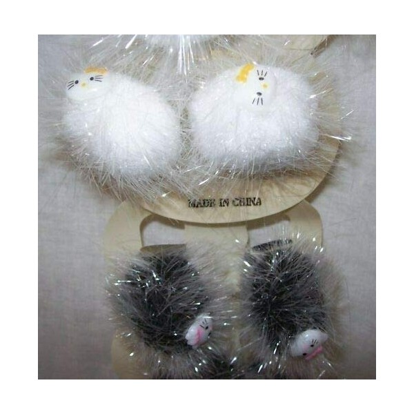 12 Pair New Fuzzy Ball Cat Hair Ties (12)