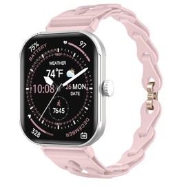 Compatible for 3Plus Mega Bands, Elastic Silicone Hollowed Out Replacement Straps Compatible for 3Plus Mega / Callie / Vibe Plus / Vibe + / Vibe+ (Gen 2) / Vibe Lite / Vibe Lite BT / Vibe Pro / Cruz Smartwatch (Pink, 1)