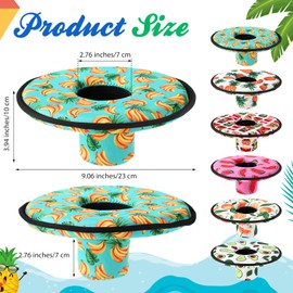 Funnymoom 6 Pcs Neoprene Floating Drink Holder Floating Coaster Pool Drink Floats Pool Beer Holder with Rope for Summer Theme Party Tub Lake Boat Water, Medium Size (Fruit Style)