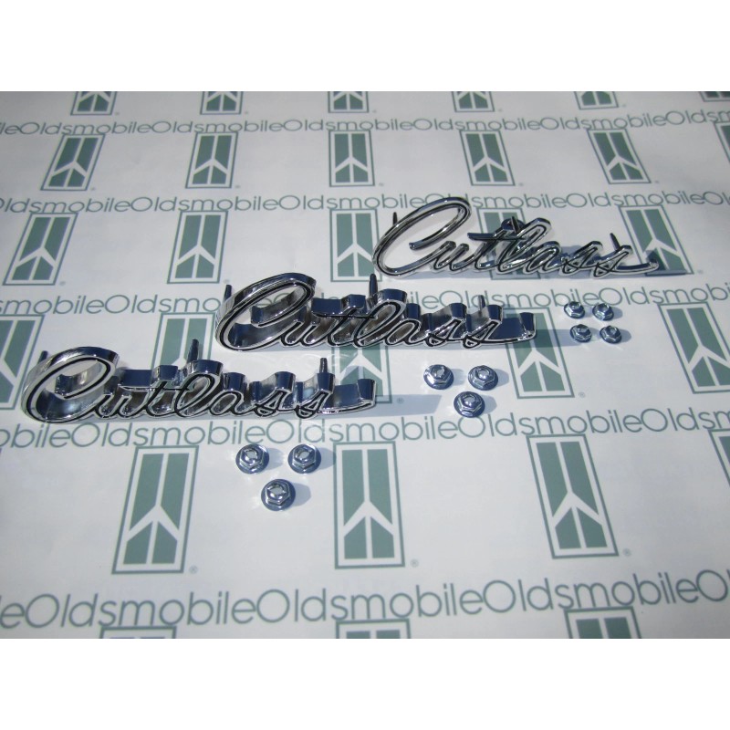 NORS 1968 Olds "Cutlass" Chrome Front Fenders & Trunk Script