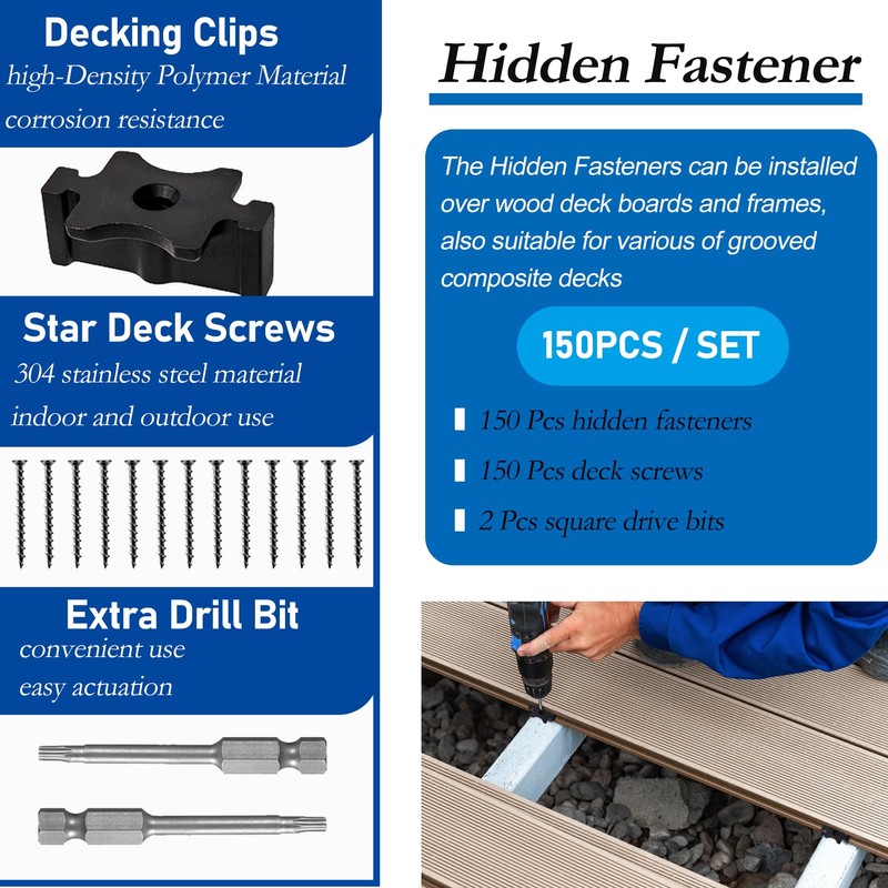 Adjustable Deck Support with Hidden Deck Fasteners, 10 PCS Pedestal
