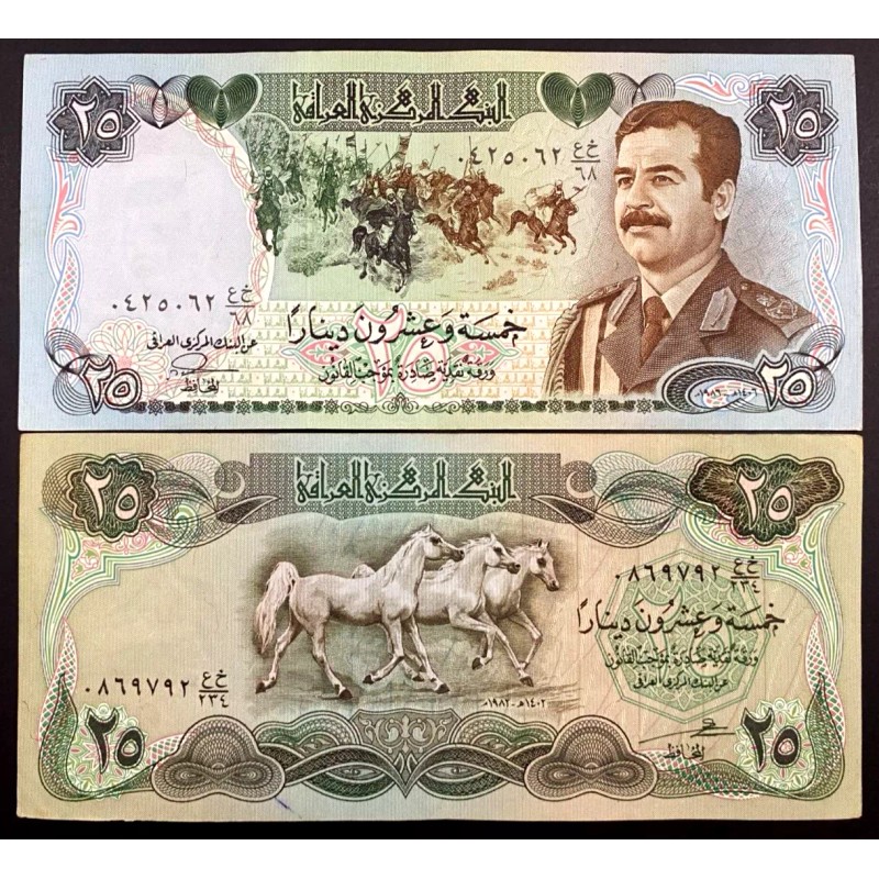 Iraq 25 Dinars Banknote Set - Saddam H & Arabian
