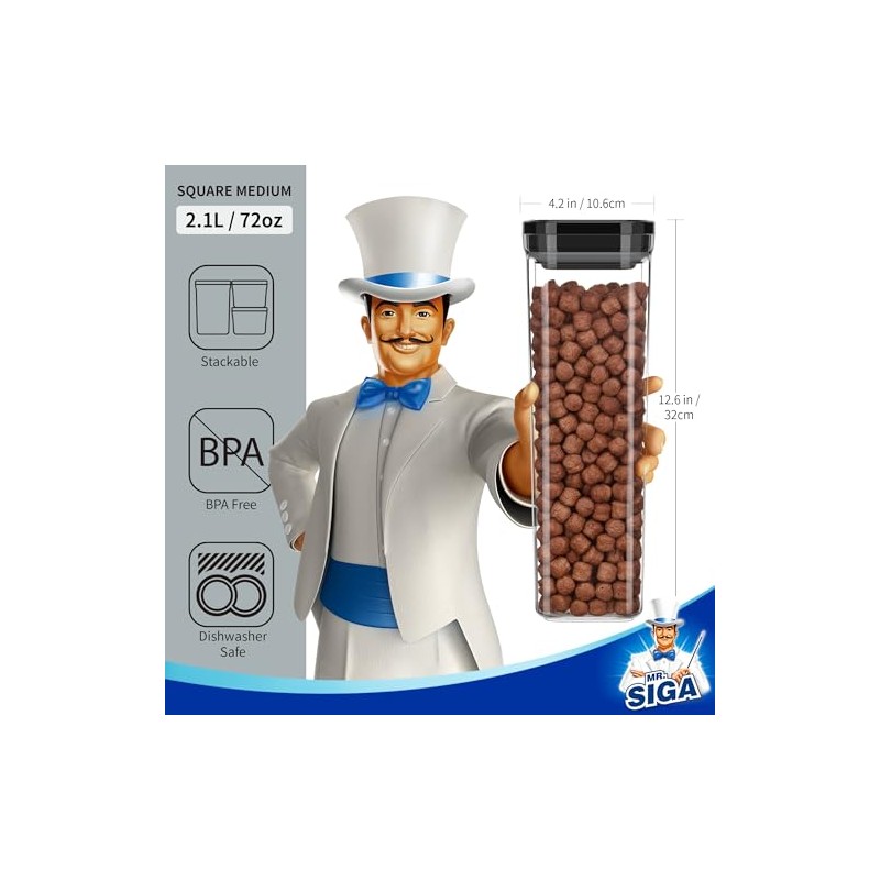 MR.SIGA Juego envases herméticos sin BPA apilables para pasta, paquete