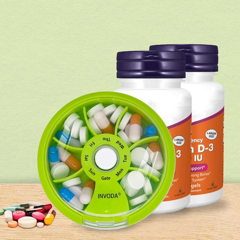 Pill Organizer Travel Pill Cases Weekly Cute Round Pill Box